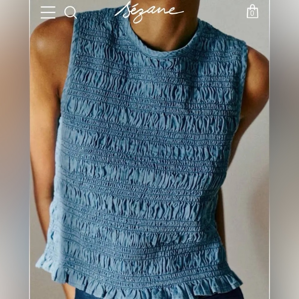 Sezane Rhys Blouse Dark Blue - Solidarity Creation - Size 4